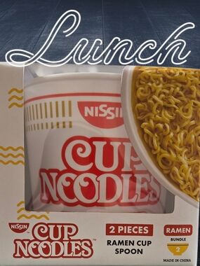 Nissin Cup Noodles White & Red Ramen Cup & Spoon - 2-Piece Set